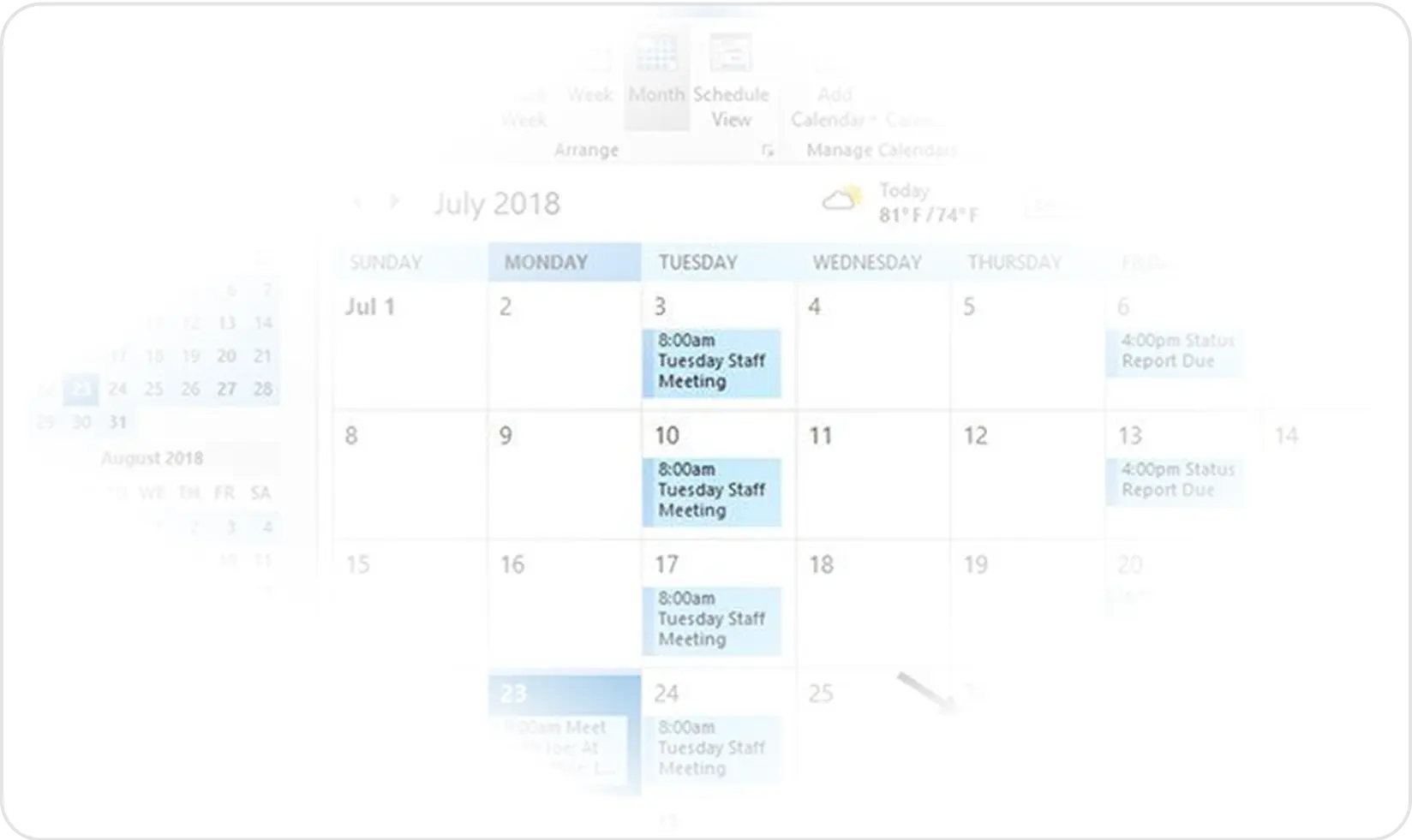 Outlook Calendar background